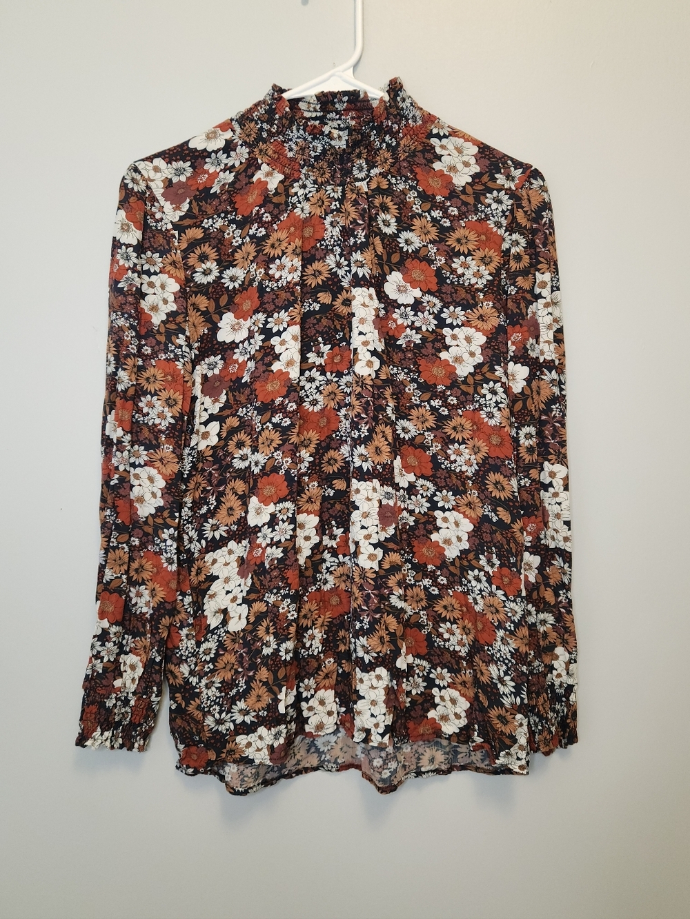 Alexander Jordan Floral High-Neck Long Sleeve Blouse - Medium